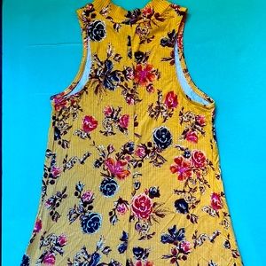Girls dress- mustard color with floral pattern